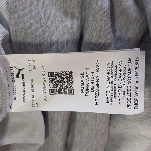 PUMA Gray Crop Longsleeved Sweatshirt Pullover Hoodie SZ Medium - Picture 8 of 9